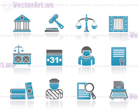 Justice and Judicial System icons - vector icon set