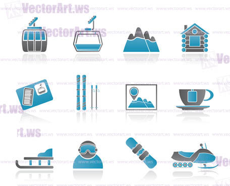 Ski Track and sport icons - vector icon set