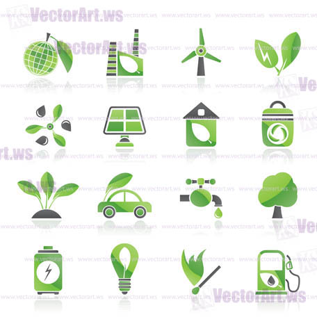 Green, Environment and ecology Icons - vector icon set