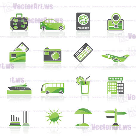 Travel and vacation icons - vector icon set