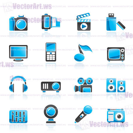 multimedia and technology icons - vector icon set