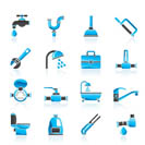 plumbing objects and tools icons - vector icon set