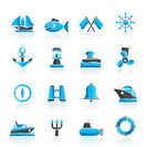 Marine, sea and nautical icons - vector icon set