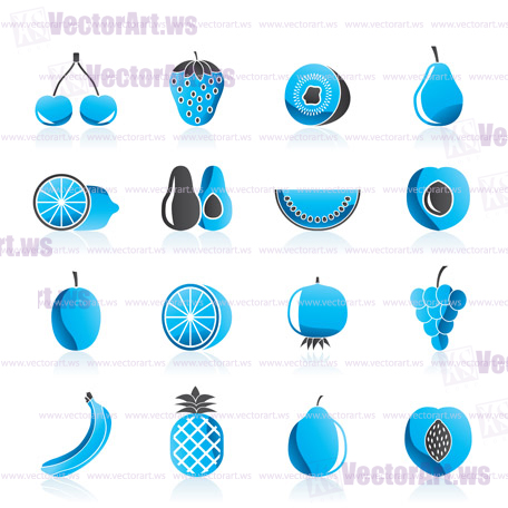 Different kind of fruit and  icons - vector icon set