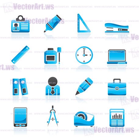 Business and office objects icons - vector icon set