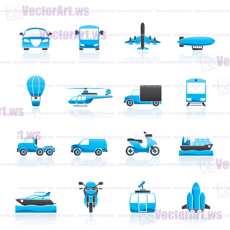 Transportation and travel icons - vector icon set