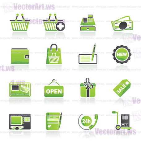shopping and retail icons - vector icon set
