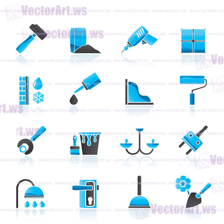 Construction and building equipment Icons - vector icon set 1