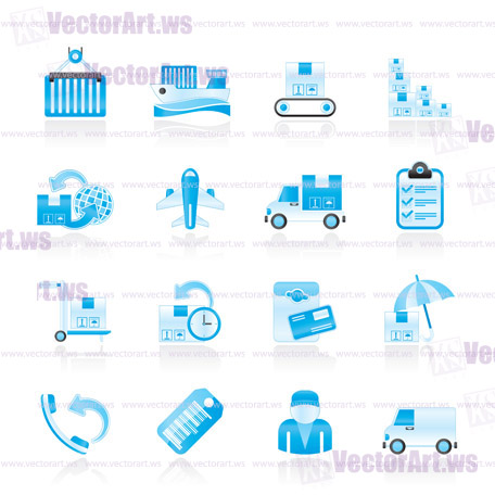 Cargo, shipping and delivery icons - vector icon set