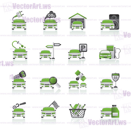 Car and road services icons - vector icon set