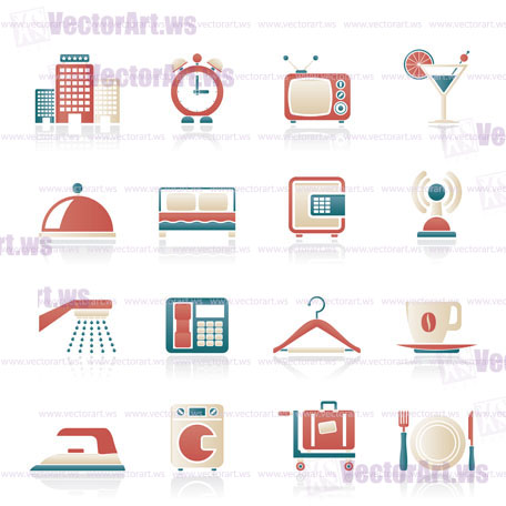 Hotel, motel and travel icons - vector icon set