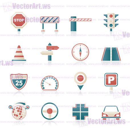 Road and Traffic Icons - vector icon set