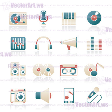 Music and audio equipment icons - vector icon set