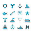 Marine and sea icons - vector icon set