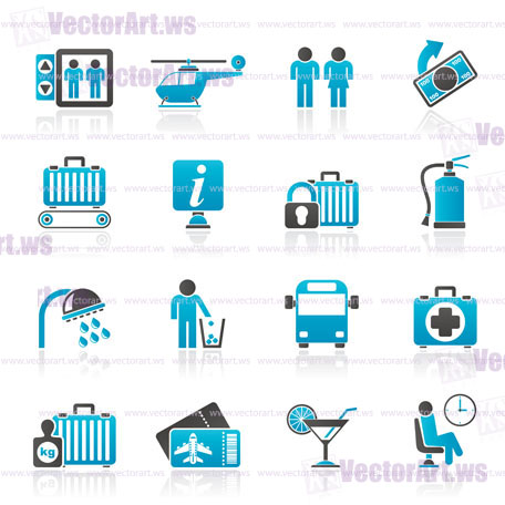 Airport, travel and transportation icons -  vector icon set 2