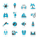 Tropic, Beaches and summer icons - vector icon set