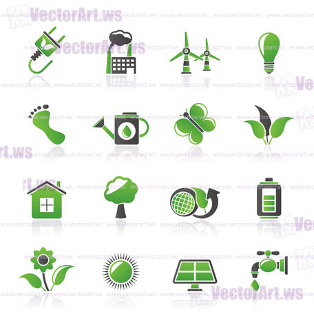 Green, Ecology and environment icons - vector icon set