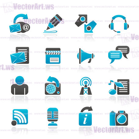 Blogging, communication and social network icons - vector icon set