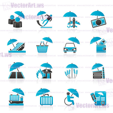 insurance, risk and business icons - vector icon set