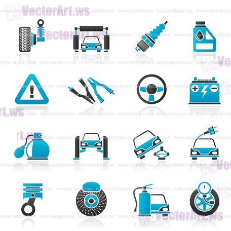 Car and road services icons - vector icon set