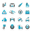 Car and road services icons - vector icon set