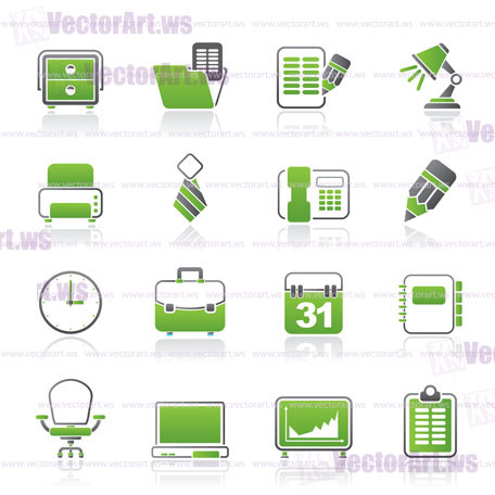 Business and office equipment icons - vector icon set