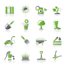 Gardening tools and objects icons - vector icon set