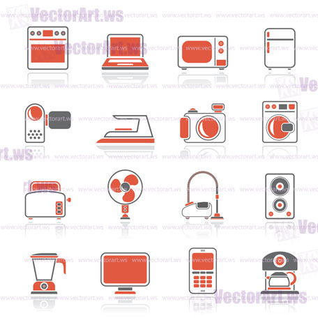 household appliances and electronics icons - vector, icon set