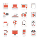 household appliances and electronics icons - vector, icon set