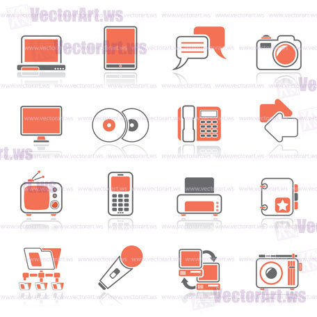 Communication and connection technology icons - vector icon set