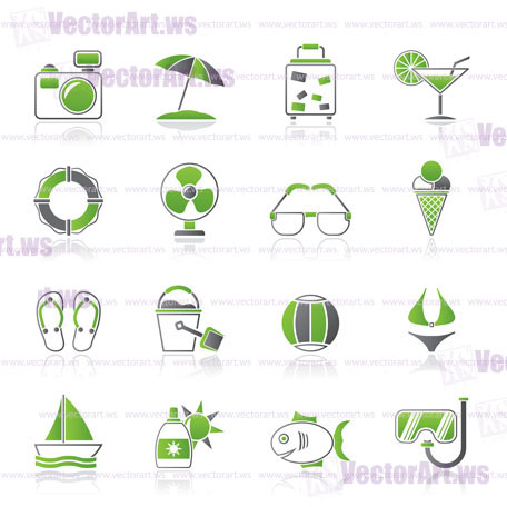 Summer and beach icons - vector icon set