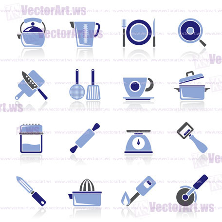kitchen gadgets and equipment icons - vector icon set