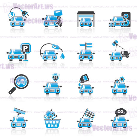 Car and road services icons - vector icon set