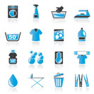 Washing machine and laundry icons - vector icon set