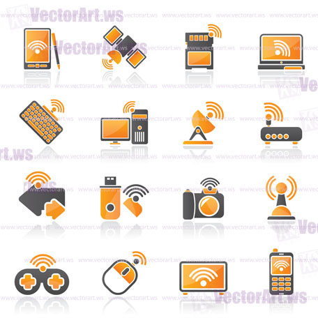 Wireless and communications icons - vector icon set