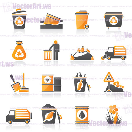 Garbage and rubbish icons - vector icon set