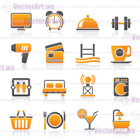 Hotel and Motel facilities icons - vector icon set