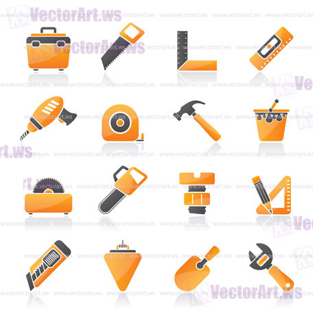 Construction objects and tools icons- vector icon set