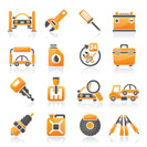 Car parts and services icons - vector icon set 1