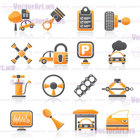 Car parts and services icons - vector icon set 2