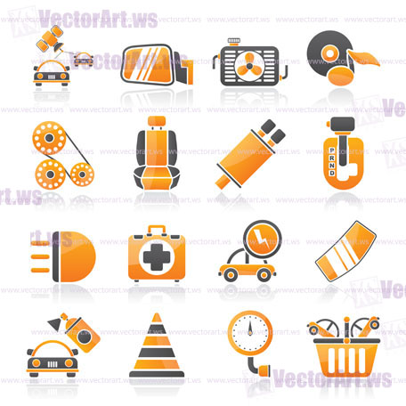 Car parts and services icons - vector icon set 3