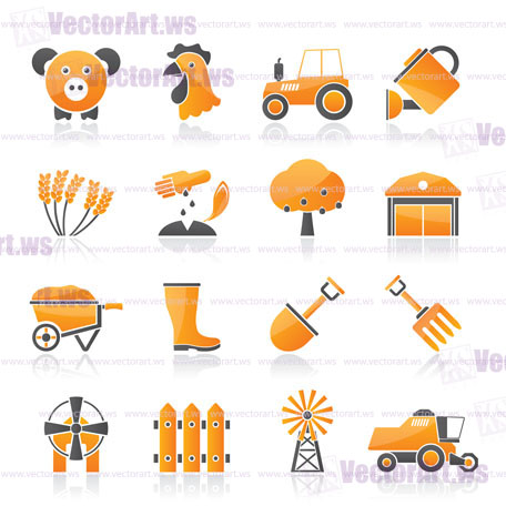 Agriculture and farming icons - vector icon set