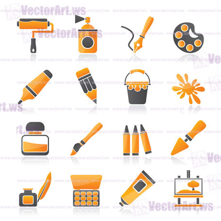 Painting and art object icons - vector icon set