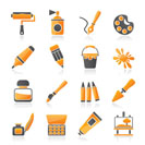 Painting and art object icons - vector icon set