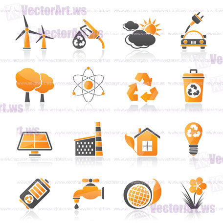 Ecology, environment and recycling icons - vector icon set