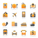 travel, transportation and vacation icons - vector icon set