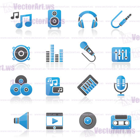 Music, sound and audio icons - vector icon set