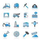 Mining and quarrying industry icons - vector icon set