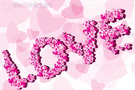 Valentine Background with caption love - vector illustration