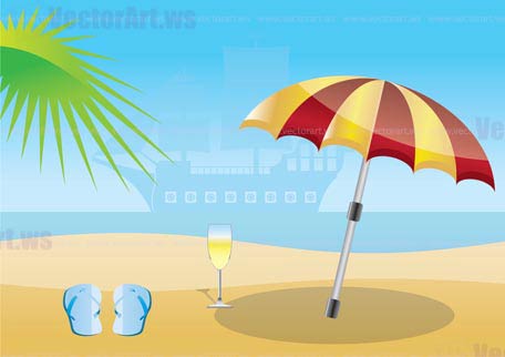 summer, beach and sea  background - vector illustration